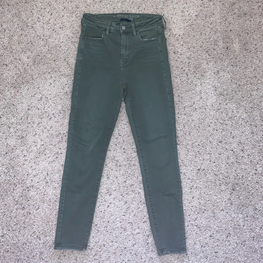 American eagle green super hi rise jegging
